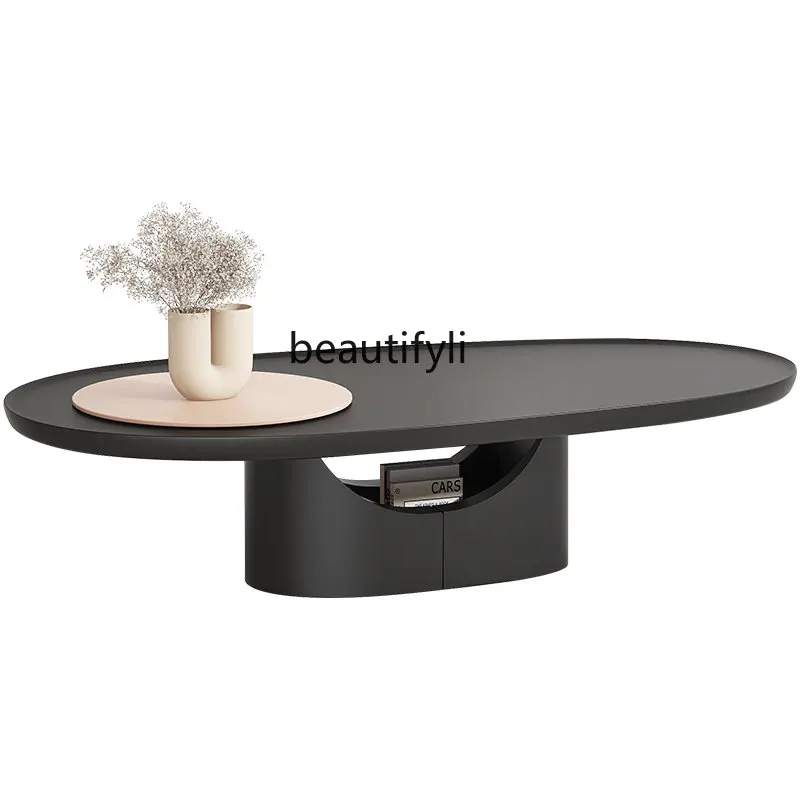 

yj Oval Coffee Table Simple Coffee Table Silent Style Modern Living Room Cream Style