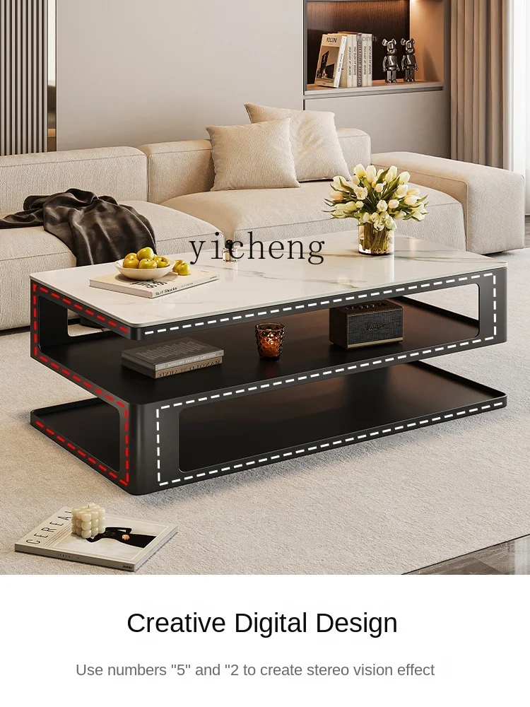 XL Stone Plate Coffee Table Living Room Home Small Apartment Modern High-Grade TV Cabinet