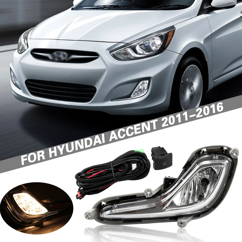 Front Bumper Fog Lamp Upgrade Kit FOR Hyundai Accent 2011 2012 2013 2014 2015 2016 Version Additional Foglight Set