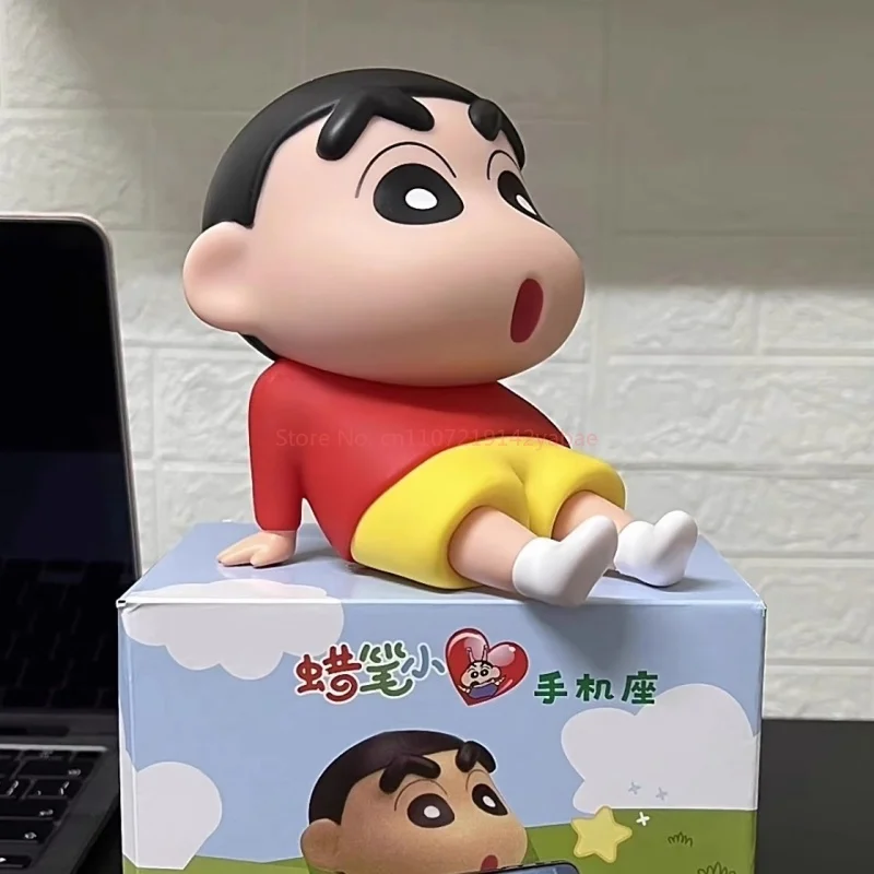 جديد 13.5 سنتيمتر تلوين شين تشان بولي كلوريد الفينيل عمل أرقام حامل هاتف تشيبي أنيمي سطح المكتب الحلي الكرتون لعبة مجسمة لطيف دمية الديكور