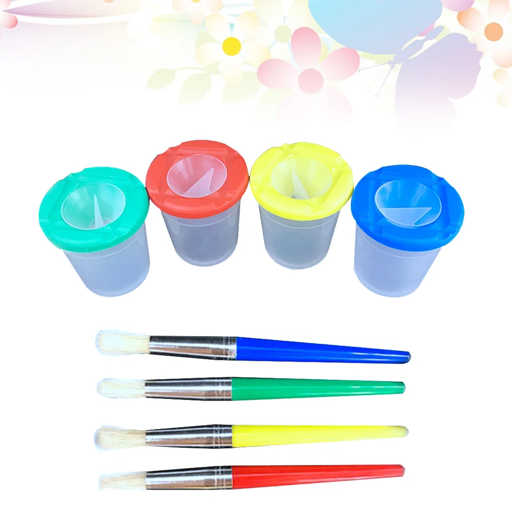 

16Pcs Wash Drawing Paint Cups Painting Accessories Clear Lids Drawing Cups Leak Proof Brush Holder Art Supplies