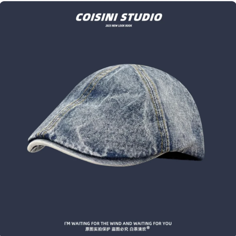 

2026 New American Retro Denim Forward Hat Men and Women Spring and Summer Street Trends Versatile Shade British Painter Caps