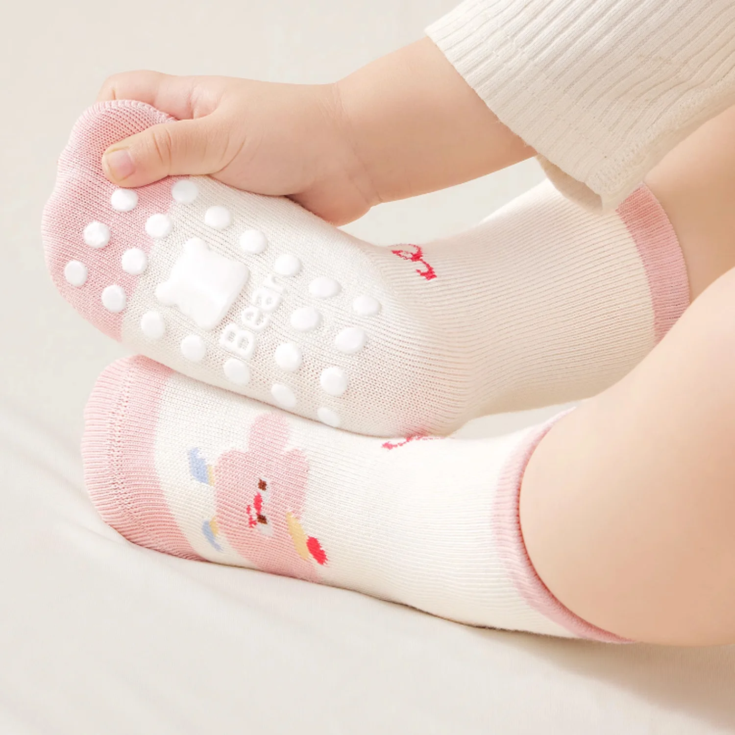 AIBEDILA Baby Toddler Socks Cute Warm Non Slip Grip Cotton Crew Socks Skin-friendly Infant Baby Floor Sock 0-3Y Boys/Girls