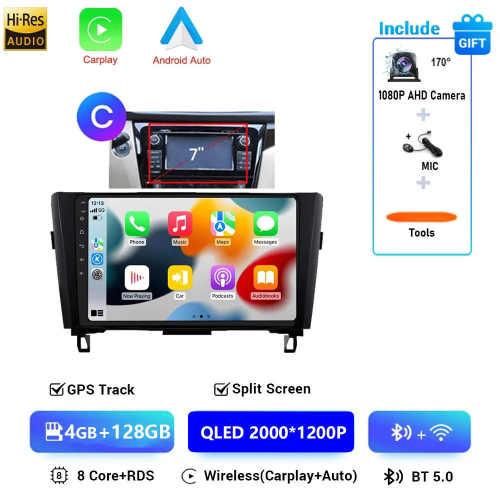 Autoradio Android 16 Voor Nissan X-Trail Qashqai 2 J1T32 Qashqai J10 J11 2014 2015 2016 2017 2018 2019 Multimedia DSP 4G LTE DVD