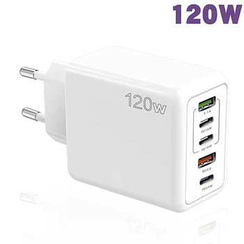 120W USB C şarj hızlı şarj tipi C 3 PD 2 USB QC3.0 cep telefonu adaptörü iPhone Xiaomi Samsung ipad tablet Huawei