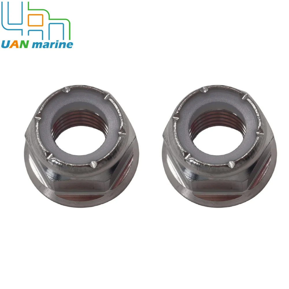 2 PCS New Idler Pulley Mount Flanged Nylock Nut For Mercruiser 11-859135 817618 Alternator Water Pump Mounting