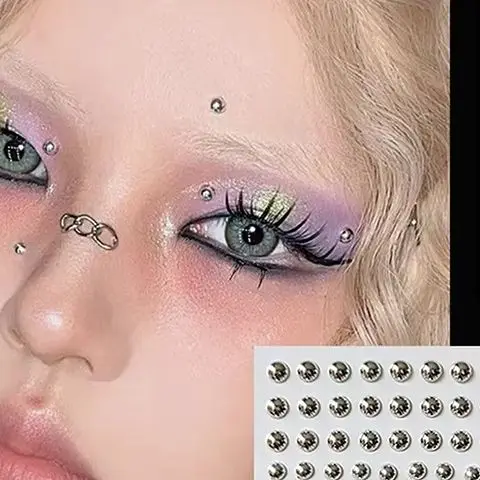 

Алмазная наклейка, поддельные шпильки для носа, самоклеящиеся стразы, не пирсинг для глаз, ушей, лица, украшения для тела для женщин, наклейка с кристаллами