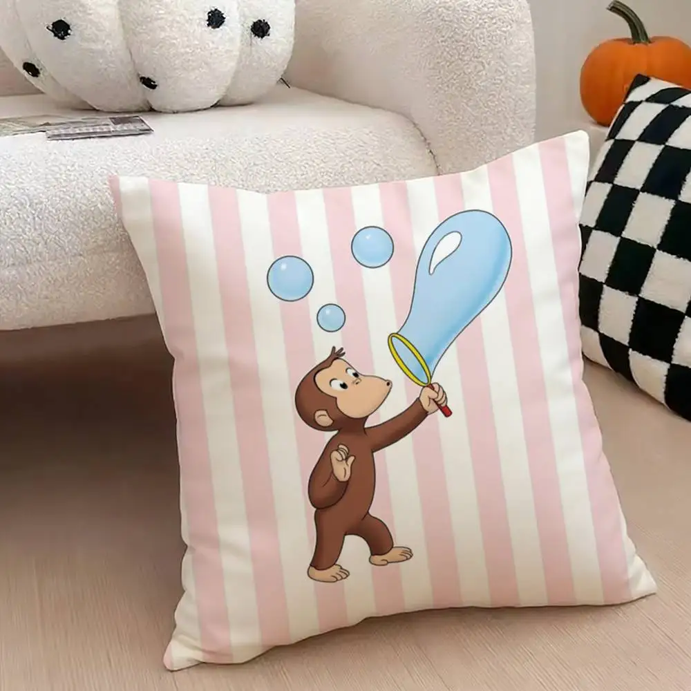 C-Curious George Cute Monkey Pillow Case for Sofa Living Room Home office Decor Protective Cover
