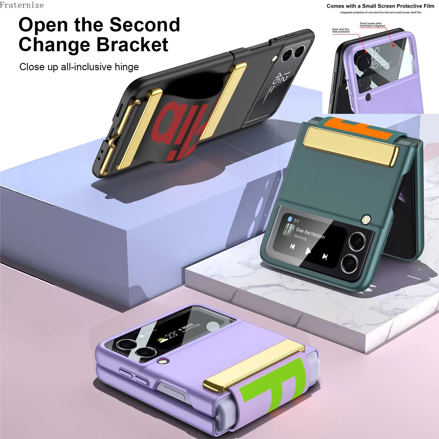 

Кожаный ремешок-держатель для телефона, чехол для Samsung Galaxy Z Flip 4, 5G, матовый пластиковый защитный чехол для Galaxy Z Flip 3 2