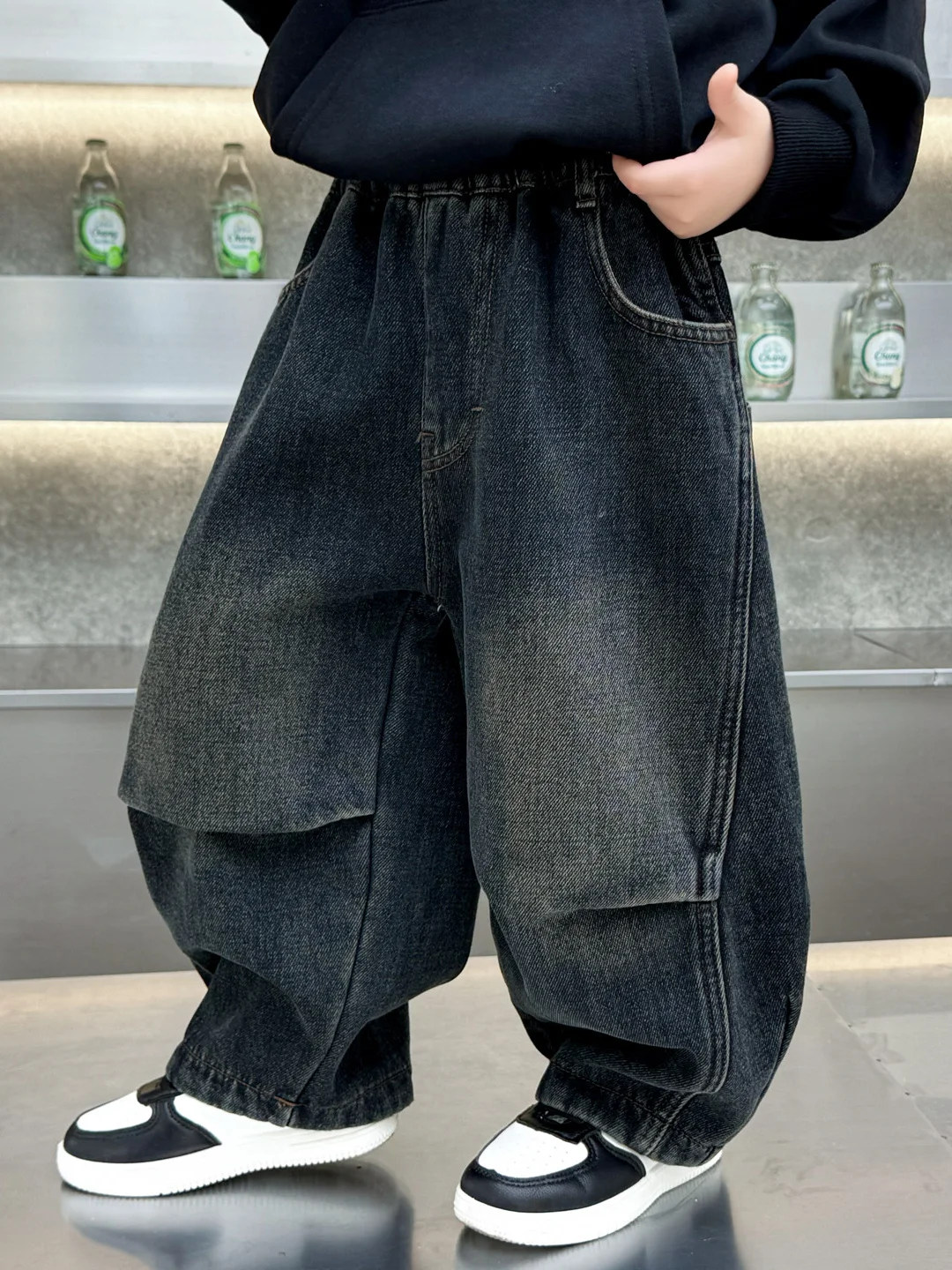 

Loose Wide Leg Jeans for Boys Casual Spring Autumn Long Pants High Waist Straight Cut Korean Sle Cotton Polyester Blend