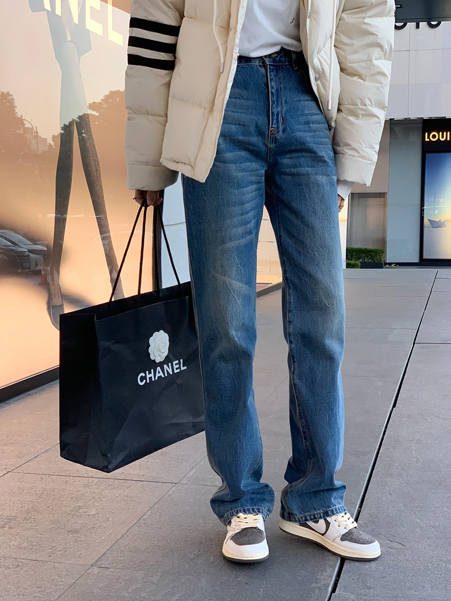 

Прямые синие джинсы с высокой талией, женские повседневные элитные винтажные длинные брюки с талией, весна 2025 Le Alfaionline