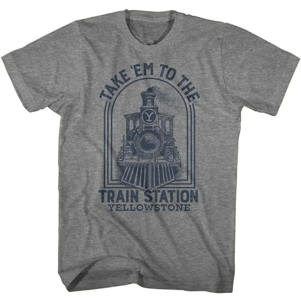 Yellowstone To The Train Station Graphite Heather Adult T Shirt