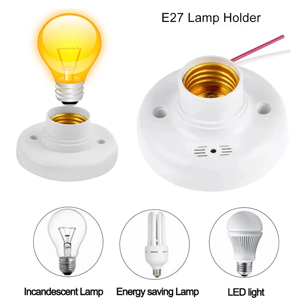 AC180-240V E27 Screw Lamp Stand Light Bulb Socket Holder Adapter Base Cap Socket White Ceiling Light Lamp Bulb Fixing Base