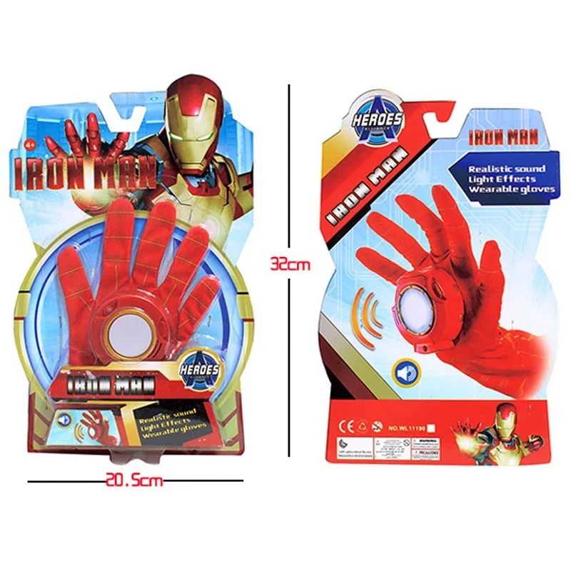 Miniso Iron Man Luminous and Sounding Gloves Anime Superhero Wearable Luminous Gloves Role Play Props Gifts for Children