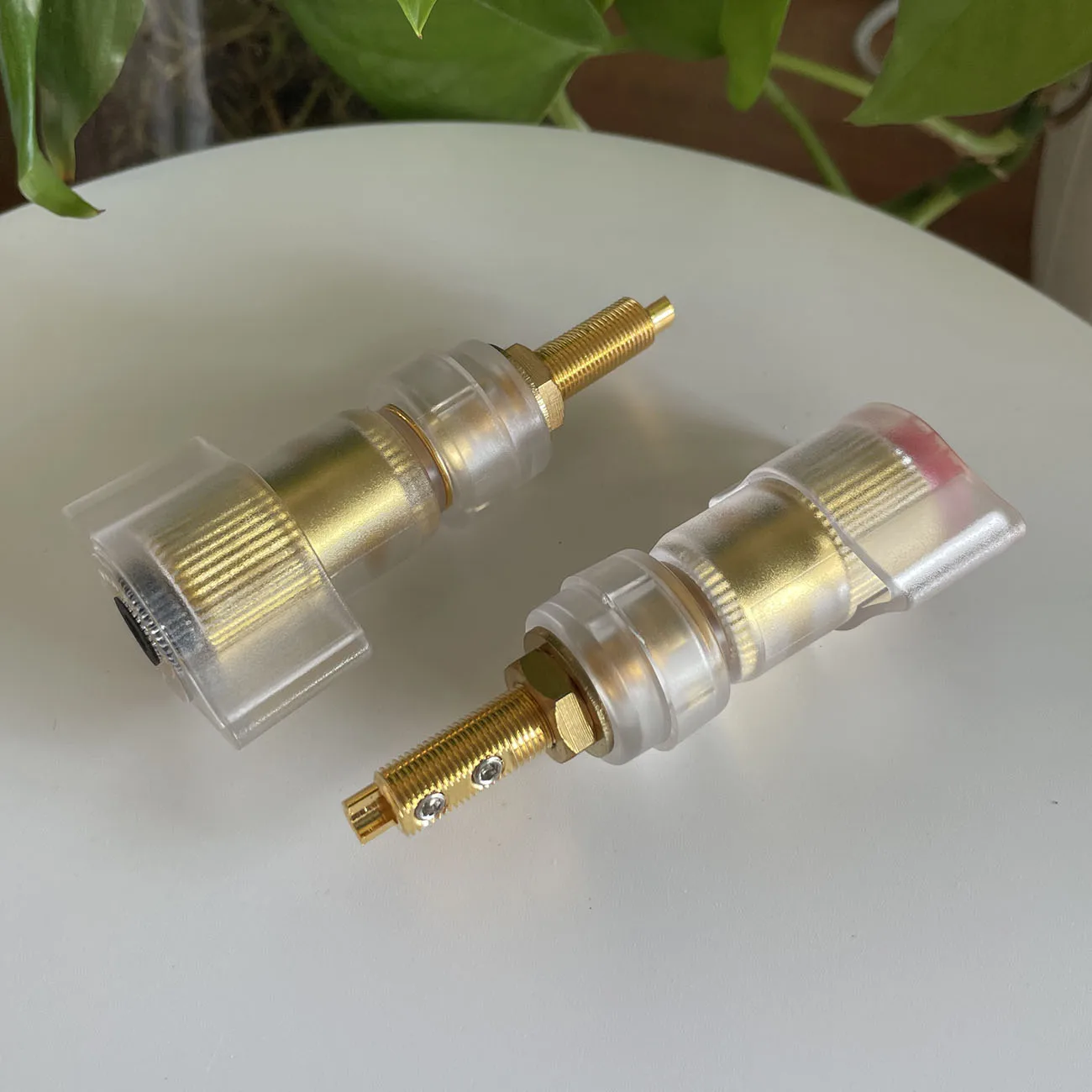 EIZZ Speaker Terminal Binding Post EZ-318 24K Gold Plated Tellurium Copper Banana Plug Connector Screw Lock Audio Amplifier HIFI