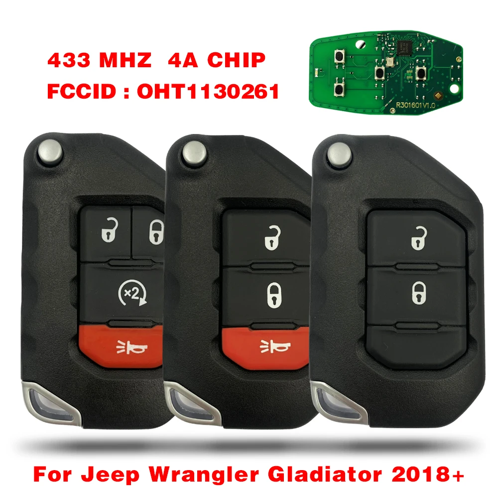 

Вторичный рынок FCCID: OHT1130261 бесконтактный ключ для Jeep Wrangler Gladiator 2018 + дистанционный чип 4A 433 МГц P/N: 68416784AA Автомобильный ключ