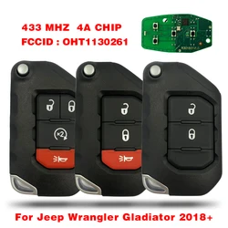 Aftermarket FCCID: OHT1130261 portachiavi di prossimità per Jeep Wrangler Gladiator 2018 + Remote 4A Chip 433MHz P/N: 68416784AA chiave per auto