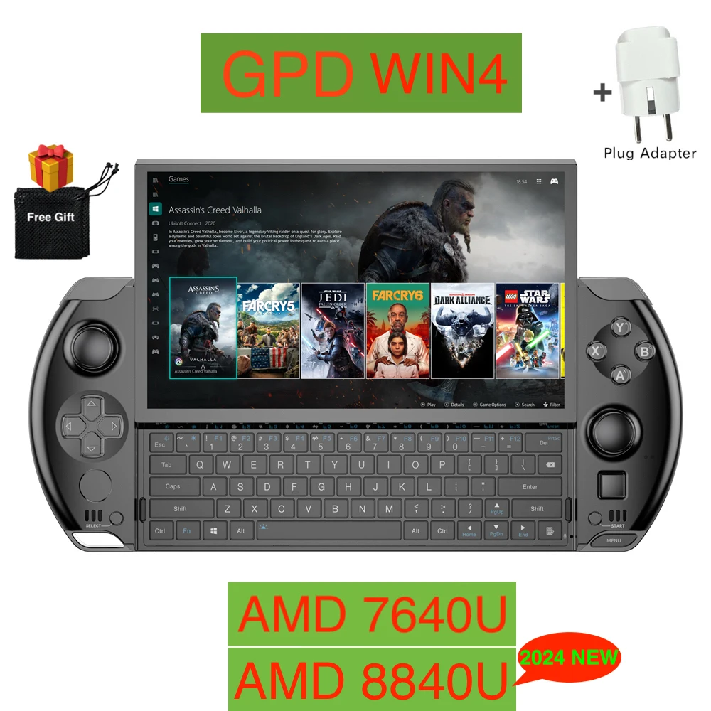 

GPD WIN 4 WIN4 2023-2024 AMD 7640U/8840U 6 Inch Handheld Touch Screen Mini PC Laptop Game Player Console