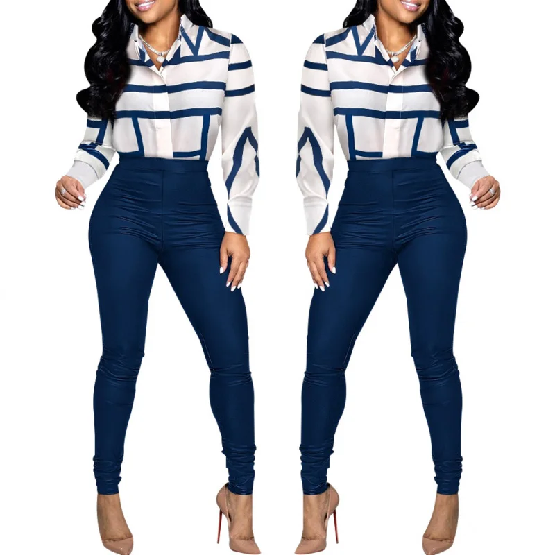 SMR11150_3 Amazon new  European and American Sexy Fashion Digital Women's Printed Wear Suit Two-Piece Set