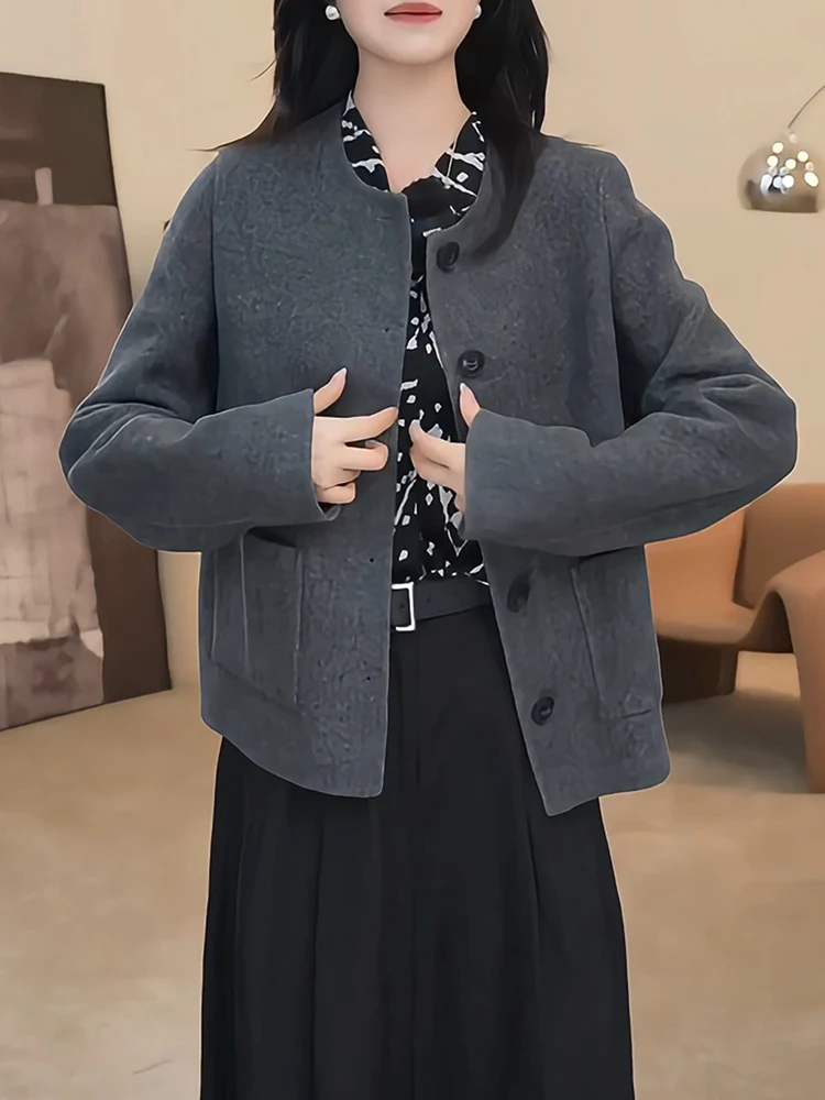 

Faionable большого размера, круглый Ne Jaet Ele, универсальное осеннее новое поступление, женское повседневное пальто премиум-класса с высокой талией