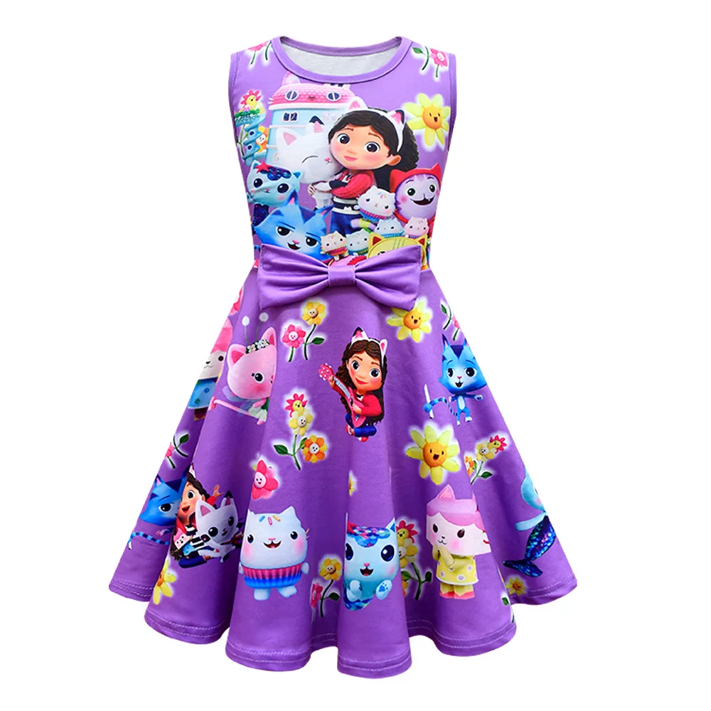 Summer Kid Gabby\'s Dollhouse Clothes Girls Gabby Cats Cosplay Dress + bag Baby Children Birthday Party Princess Dresses