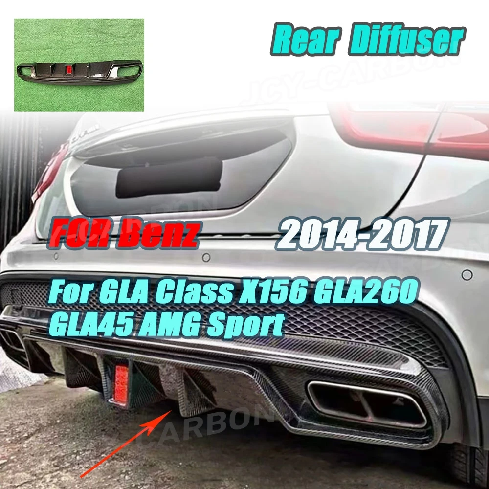 

JCYECF Carbon Fiber For Benz GLA Class X156 GLA260 GLA45 AMG Sport 2014-2017 Car Rear Bumper Lip Diffuser With Light Body Kit