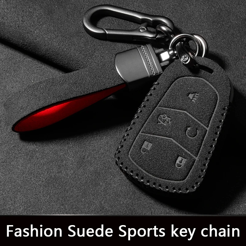 Sport Suede Leather Car Remote Key Case Cover For Cadillac ATS-L XTS XT5 CTS CT6 ATS 28T SRX Escalade 2015 Car Accessories