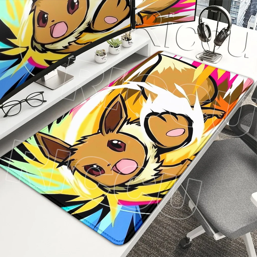 Mousepad Gaming PC Office Accessories Eevee Gamer Cabiner Keyboard Mat Extended Pokemon Desktop Nonslip Carpet Kawaii Rubber Rug