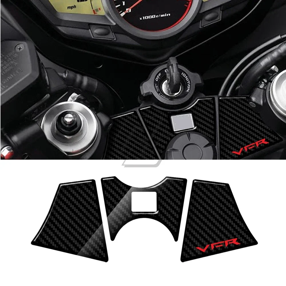 3D คาร์บอน Upper Triple Yoke Defender รถจักรยานยนต์ส้อมด้านหน้าสติกเกอร์รถจักรยานยนต์ front end สําหรับ Honda VFR 1200 2010-2016