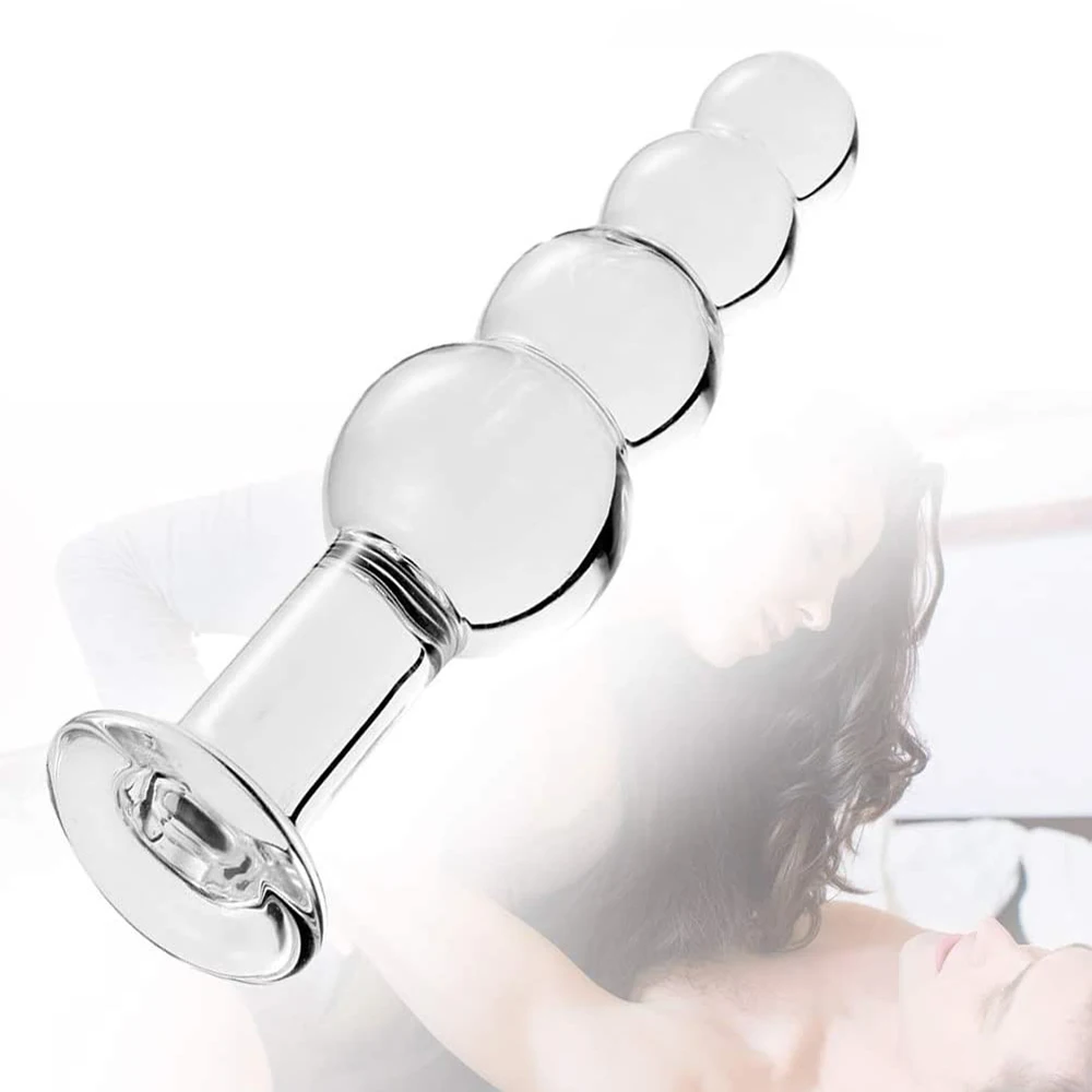 Glass Anal Beads, Crystal Butt Plug Personal Massage with Graduated Beads for Couple Lover Sex Toys Dildo for Anal Plugs