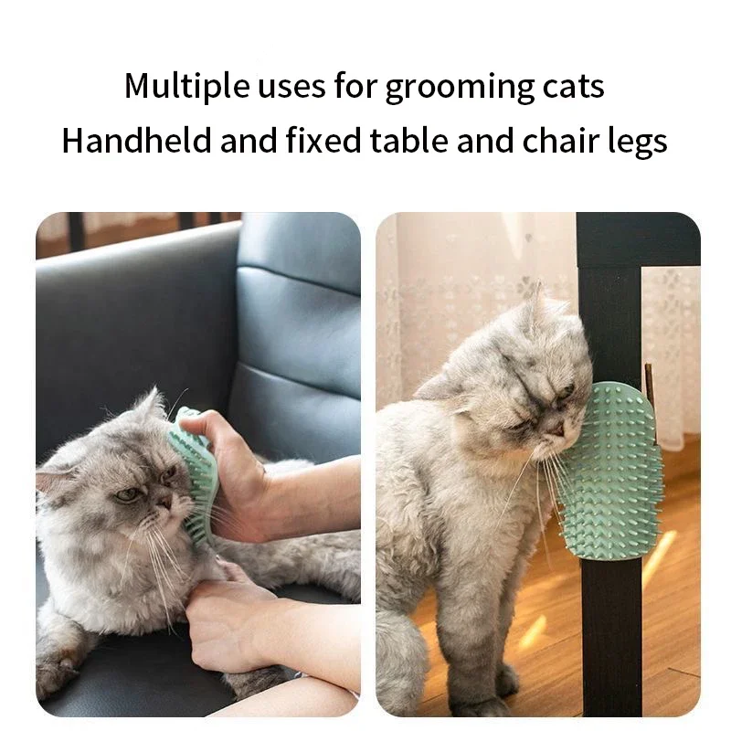 Cat Self Scratching Comb Table Leg Attachable Pet Grooming Brush Adjustable Silicone Self Groomer Portable Dog Massage Brush