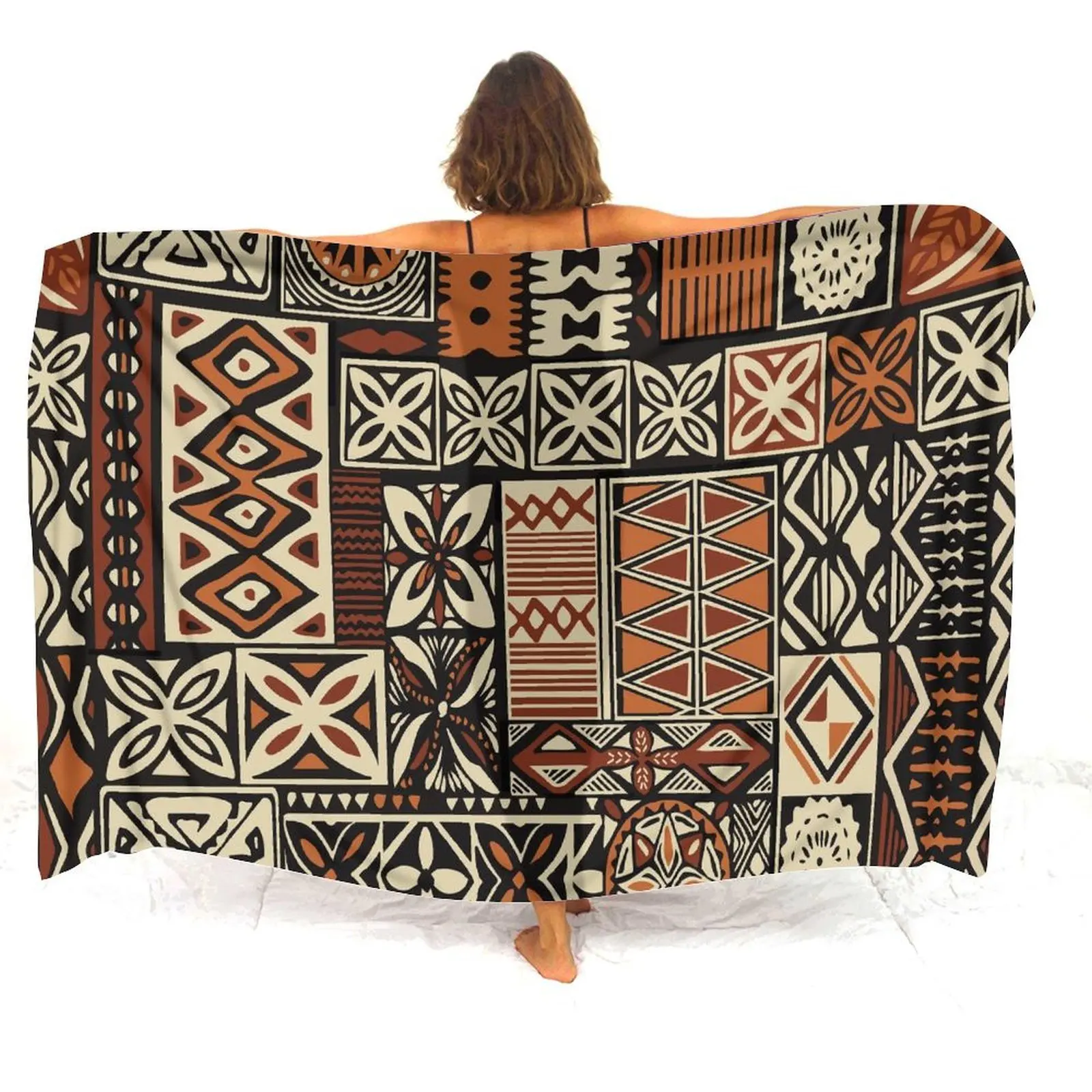 Hawaii Customizable Women'S Sarong Seaside Sun Protection Shawl Elegant Windproof Cape Polynesian Wholesale Sarong Scarf