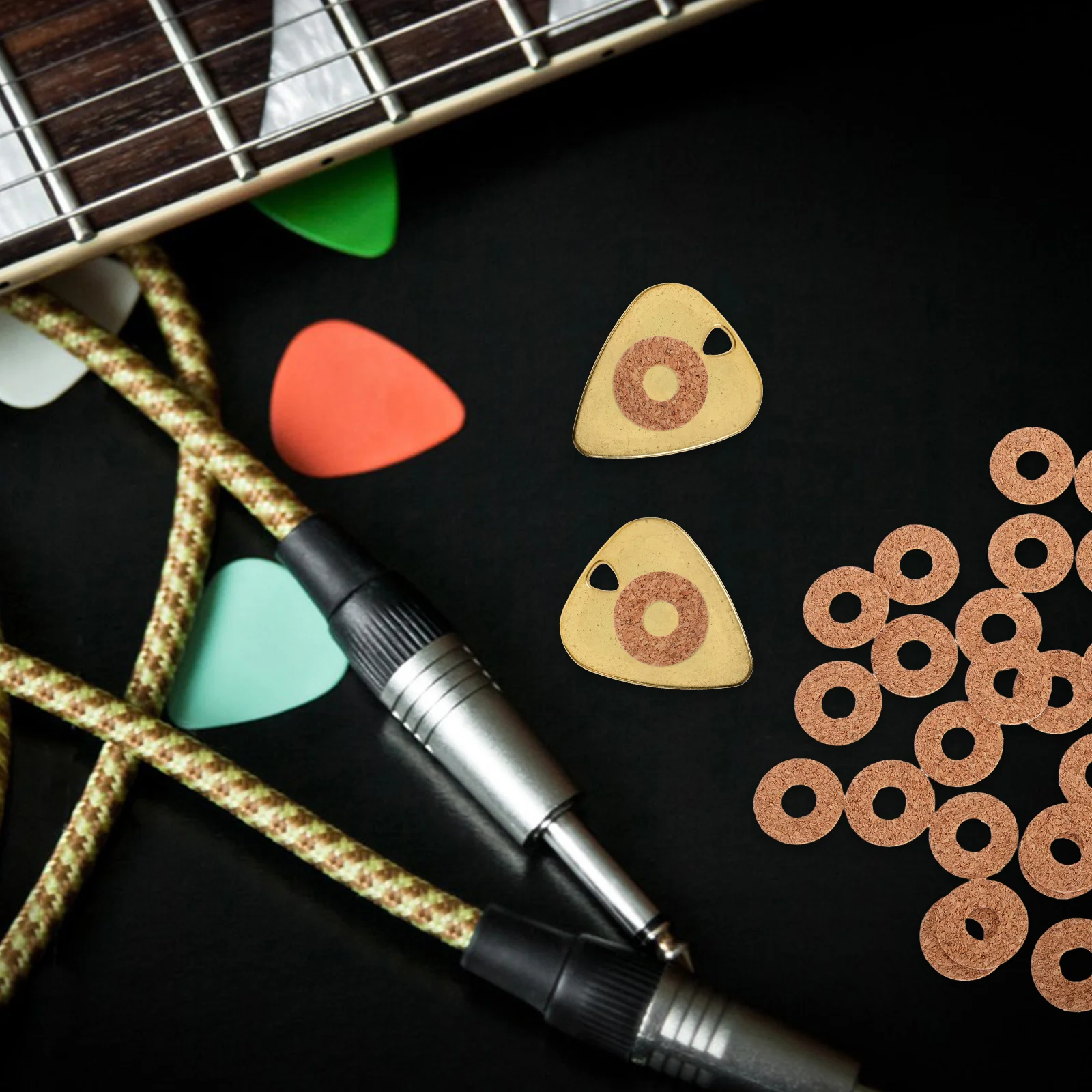 

40Pcs Self-Adhesive Guitar Pick Grips Non-Slip Cork Pads Anti-Skid Pads for Electric Acoustic Guitar Accessories