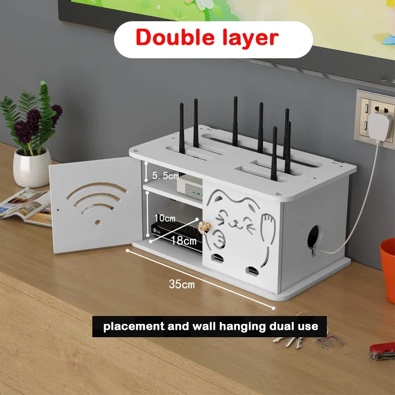 Wireless Wifi Router Storage Box Living Room Socket Wifi Decoration Wall-mounted TV Set-top Box Rack Cable Power Organizer