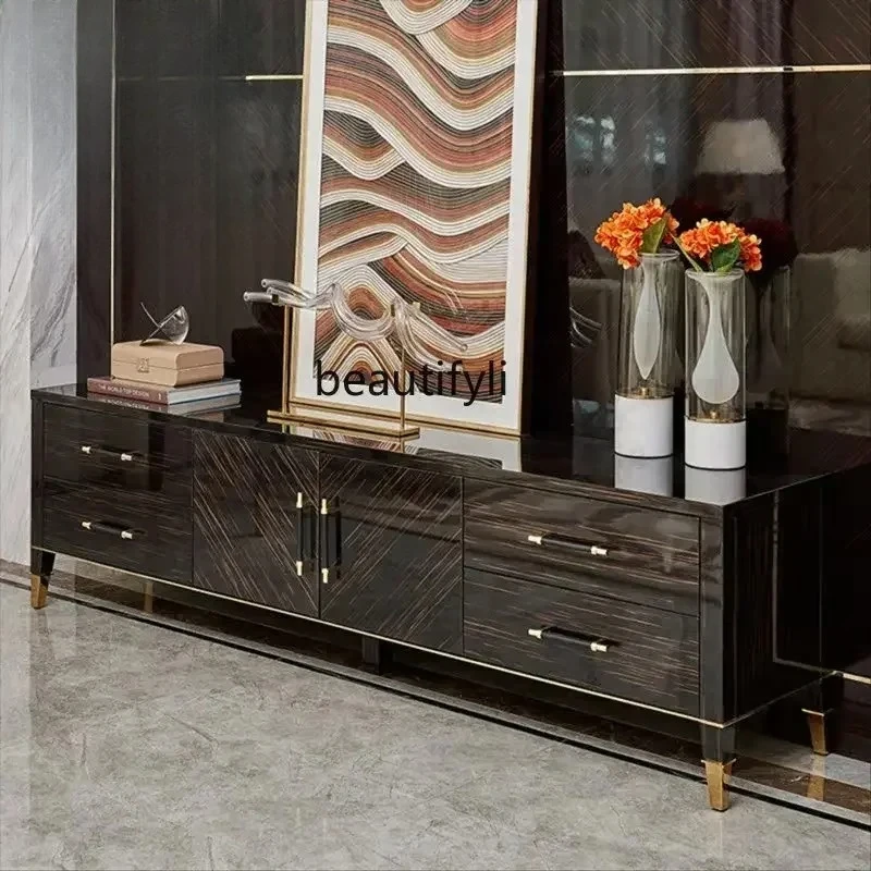 

cabinet light luxury American solid wood neoclassical living room coffee table combination Hong Kong style