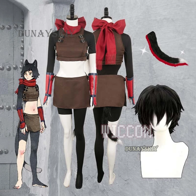 Fantasia Izutsumi Cosplay Scarf Tail Outfit Anime Delicious in Dungeon Costume Wig Tail Ear Women Halloween Carnival Party Cloth