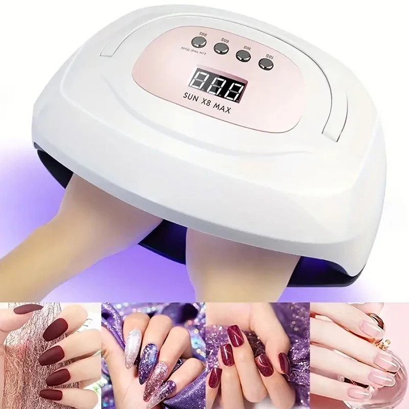 150 W krachtige dubbele UV/LED-nagellamp met slimme sensor - sneldrogend, huidveilig voor manicure en nagelkunst