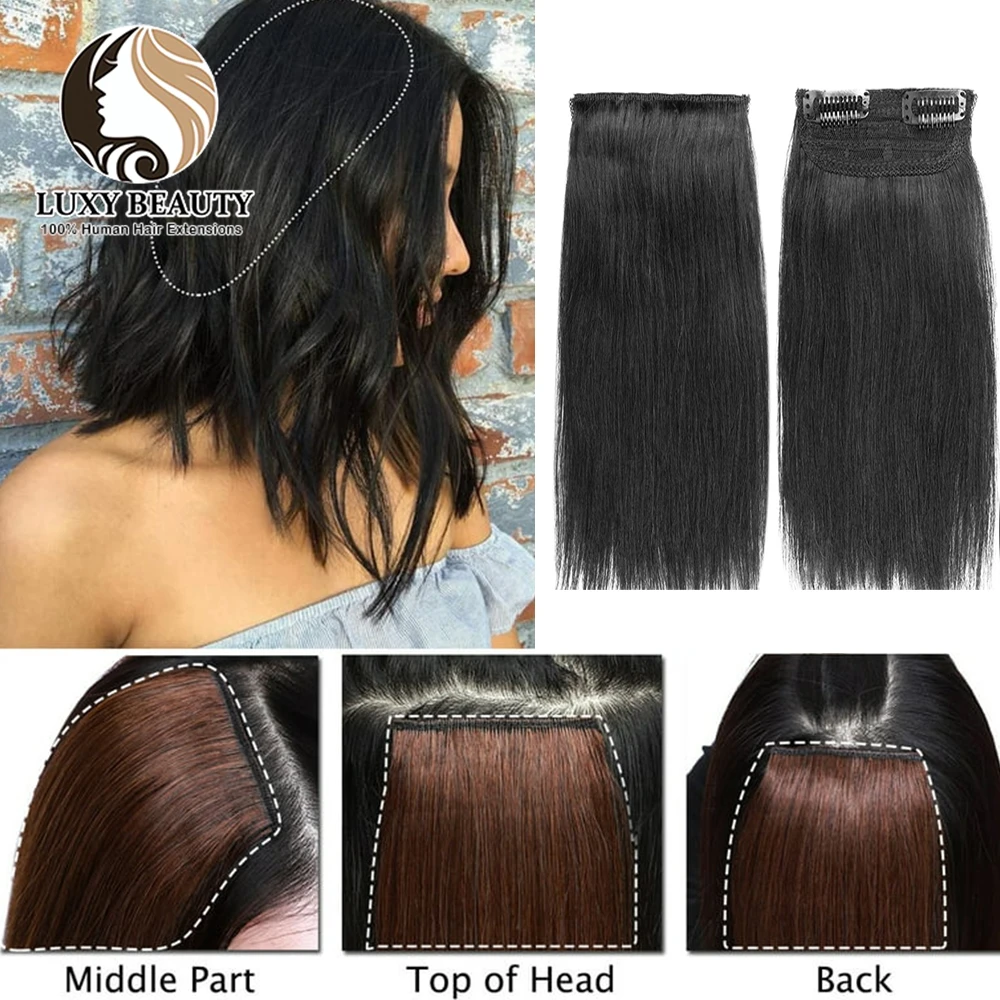 Lucybeauty Mini Clip Menselijk Haar Stuk 10-30 cm Onzichtbare Haar Pads Voor Vrouwen Hair Extensions 2 Cllips op Haarstukjes