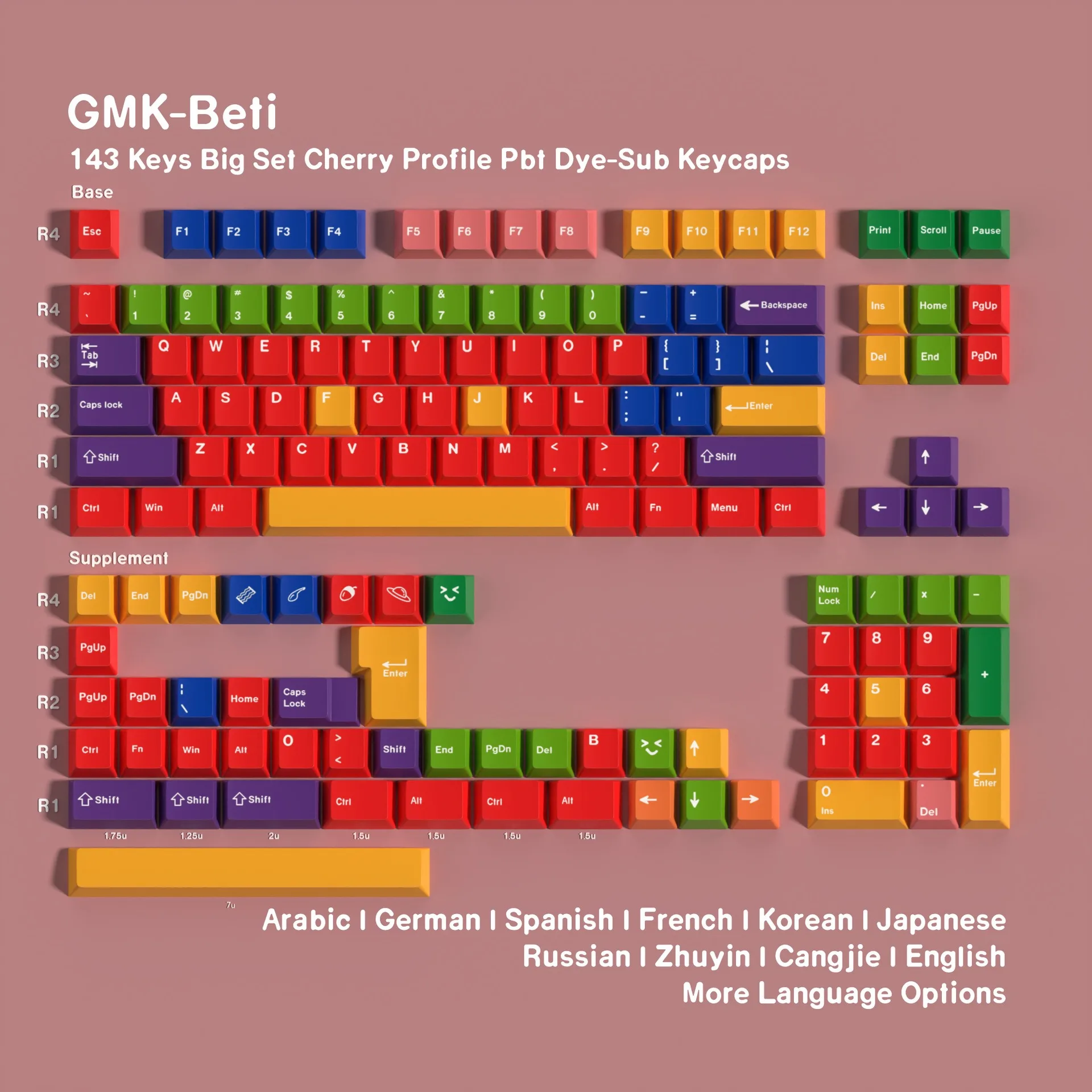 

Колпачки для механической клавиатуры GMK Beti, 7U, ISO, русский, испанский, французский, немецкий, Abnt2, корейский, японский, арабский, профиль Cherry, PBT