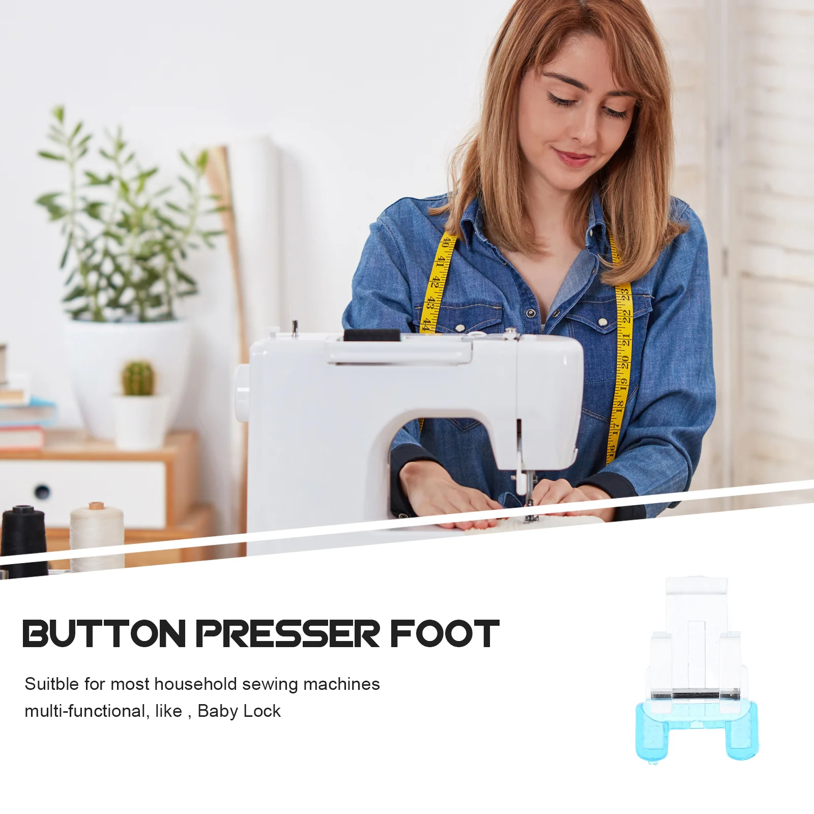 Button Presser Foot for Sewing Machine Easy Attachment Suitable for Viking Lock New Home Models