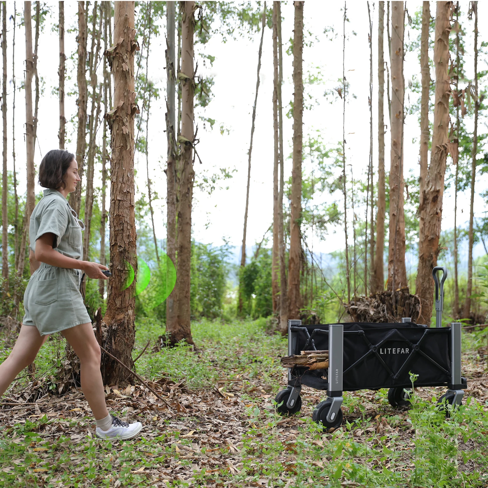 Электрическая складная тележка с дистанционным управлением LITEFAR, складная тележка 140 л/200 фунтов, аккумулятор 24 000 мАч, для кемпинга, сада, приключений