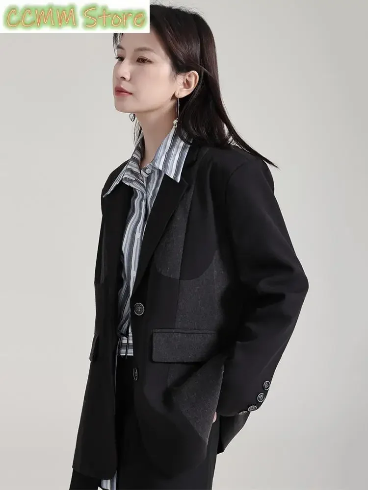 Damska marynarka w kolorze khaki, duży rozmiar, nowa, z klapami, długim rękawem, luźna kurtka Fashion Tide, wiosna, jesień