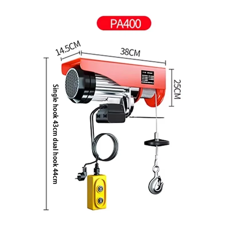 Electric Hoist Crane 220V with Steel Cable Electric Winch Small Lifting Crane for Household Use 100-400kg Capacity