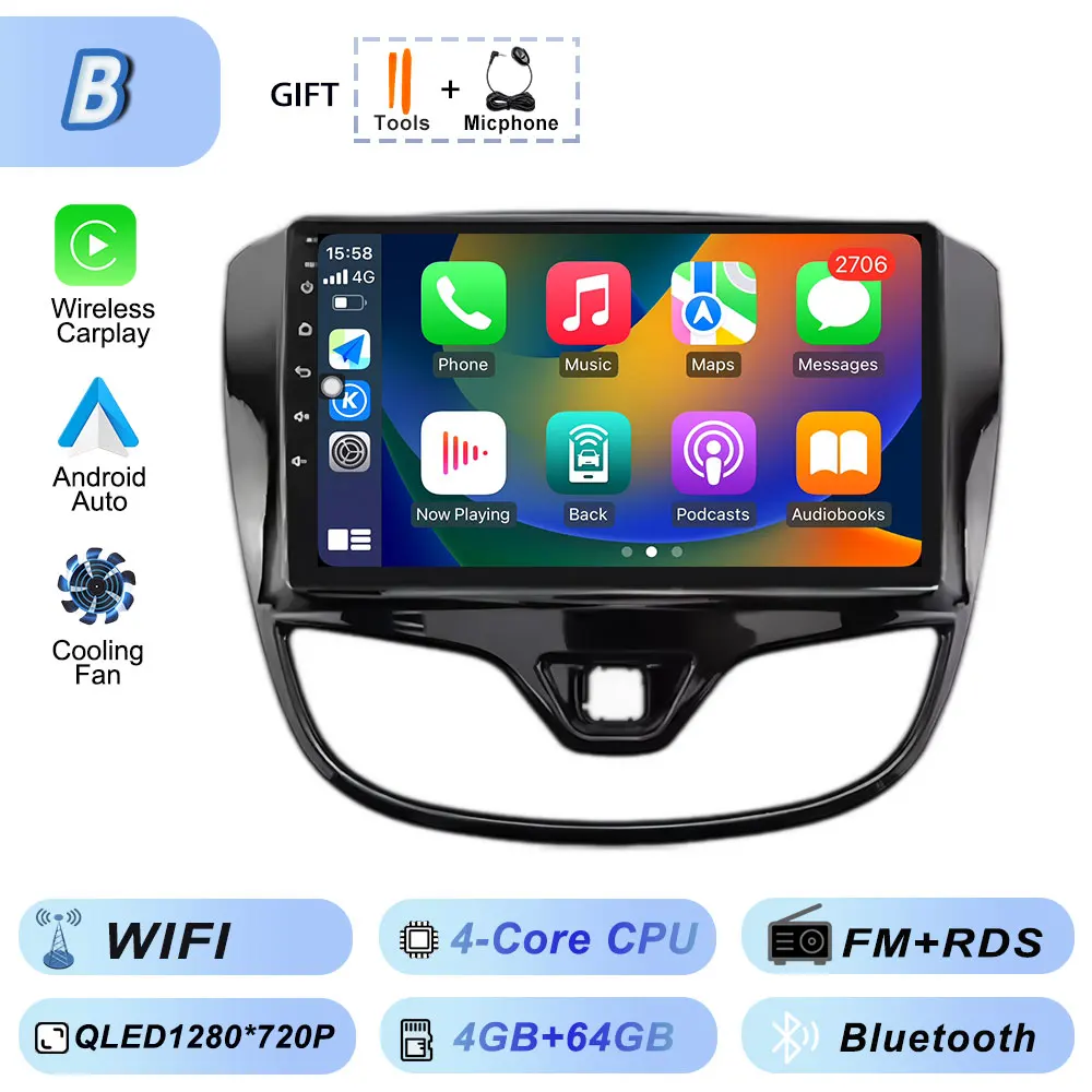 Bluetooth Dsp Fan Autoradio voor Opel Karl VinFast Fadil 2017-2020 Multimedia WiFi Android Auto GPS Navigatie Draadloze Carplay