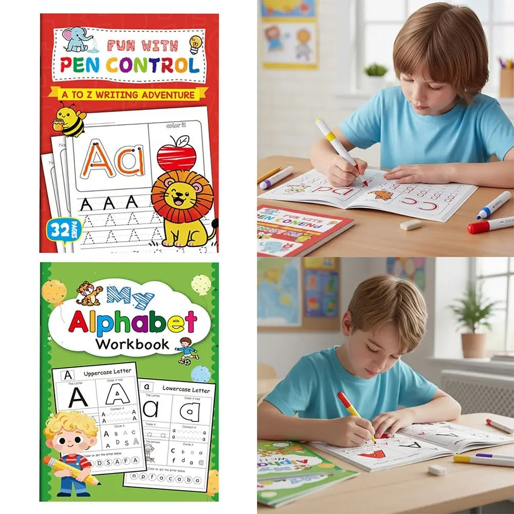 

Тренировочная книга для изучения букв английского алфавита (32/48 страниц), цветная, для 따라ения и раскрашивания, для школы и дома