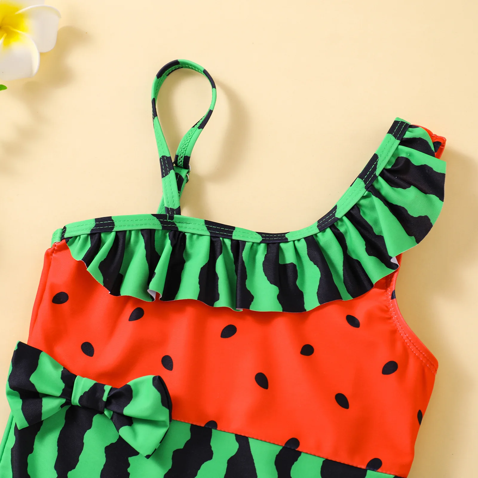 Watermelon Girls Swimsuit One Shoulder Halter One-piece Swimsuit Baby Beach Beach Spa Swimsuit