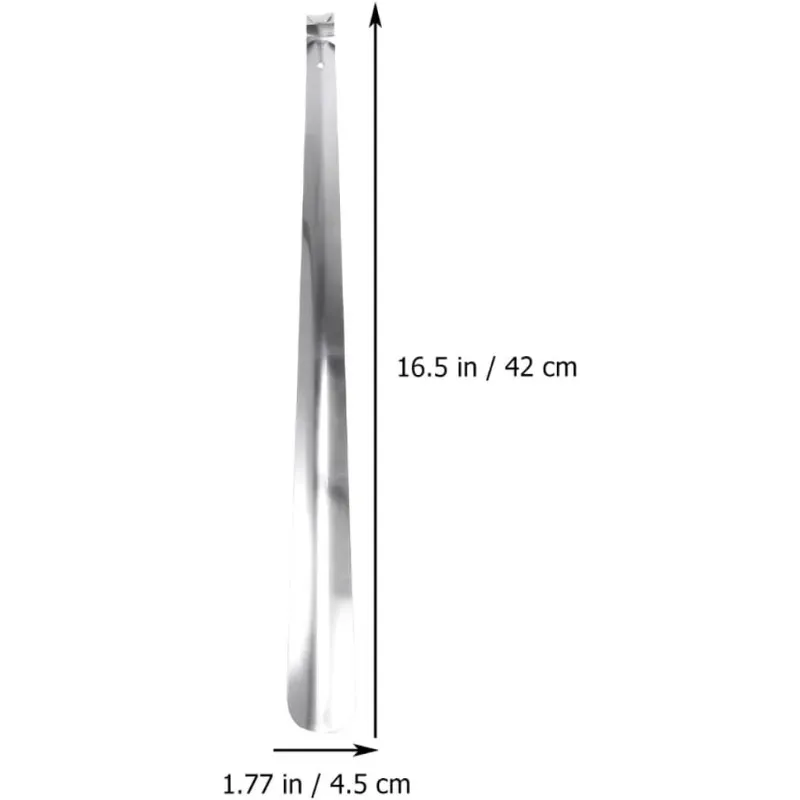 16/42cm extra langer Schuhlöffel aus Edelstahl, silberfarben, Metall-Schuhheber, Hilfswerkzeug zum einfachen Anziehen von Schuhen – Detail 2