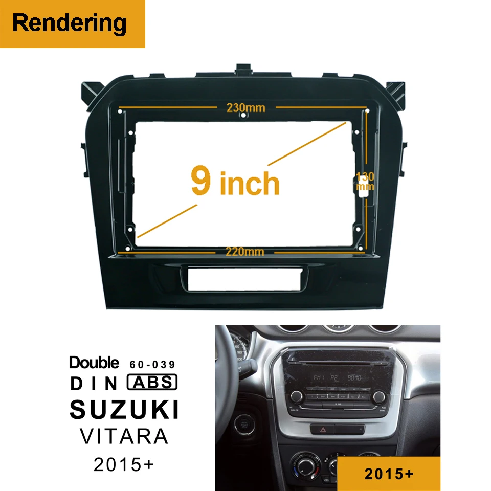 1/2Din Car DVD Only Frame Audio Fitting Adaptor Dash Trim Kits Facia Panel 9inch For SUZUKI VITARA 2015 16 17 18 19 Radio Player