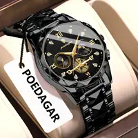 Reloj de pulsera POEDAGAR de alta calidad para hombre, cronógrafo de acero inoxidable, reloj de negocios para hombre, relojes de cuarzo luminosos resistentes al agua para hombre
