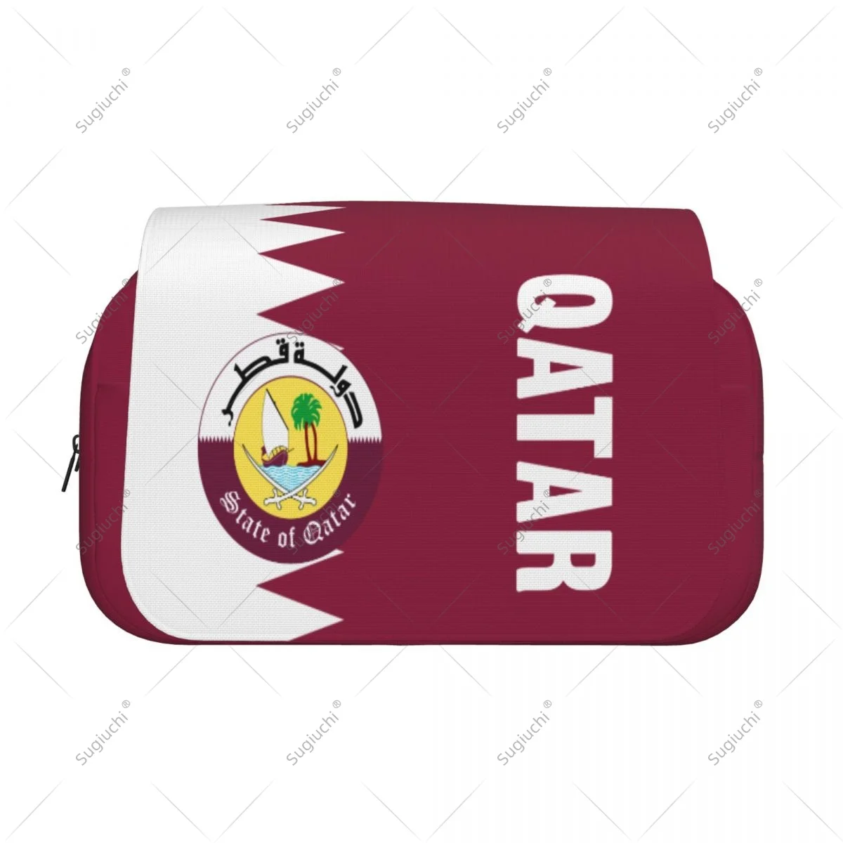 Pencil Case Scissors Bags 3D Qatar Flag Double-layer Oxford Cloth Stationery Storage Pen Box Case